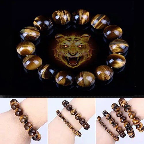 PREMIUM Natural Gelang Tiger Eye Grosir Coklat Biduri Sepah Cokelat Gold supplier BATU AKIK