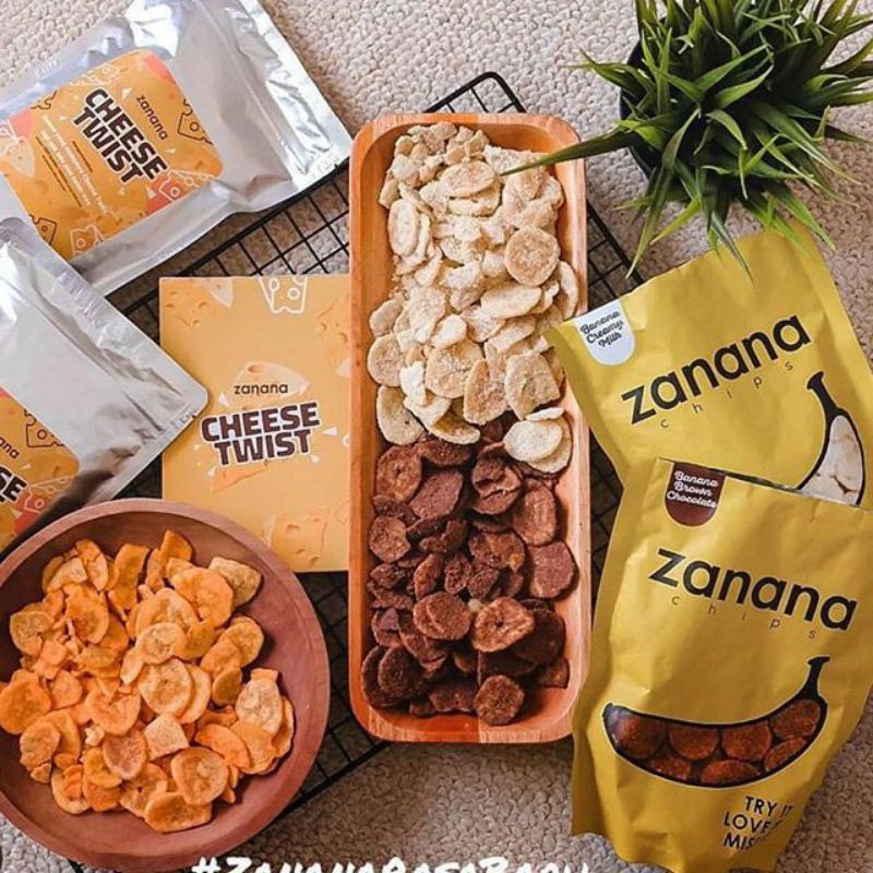 Keripik Pisang Zanana Chips Rasa Cheese Twist Varian Special 80g