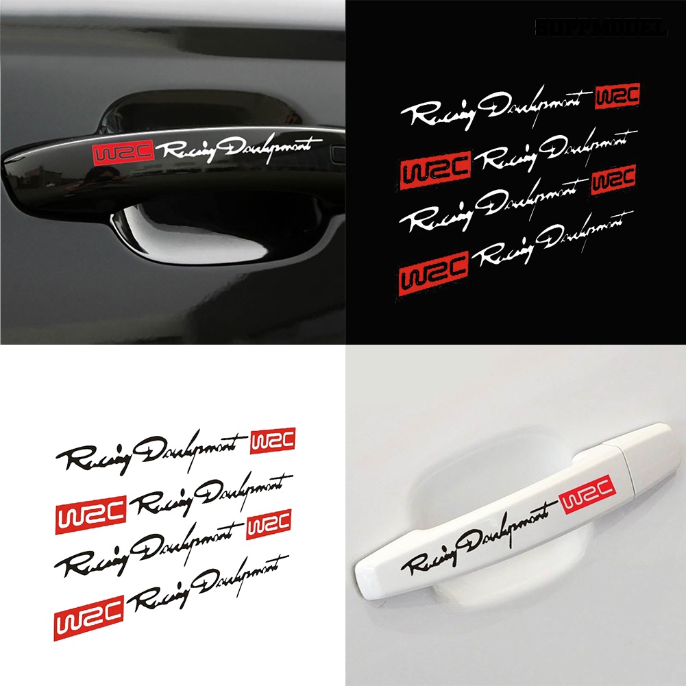 4pcs Stiker Decal Motif Racing Development WRC Untuk Dekorasi Handle Pintu Mobil