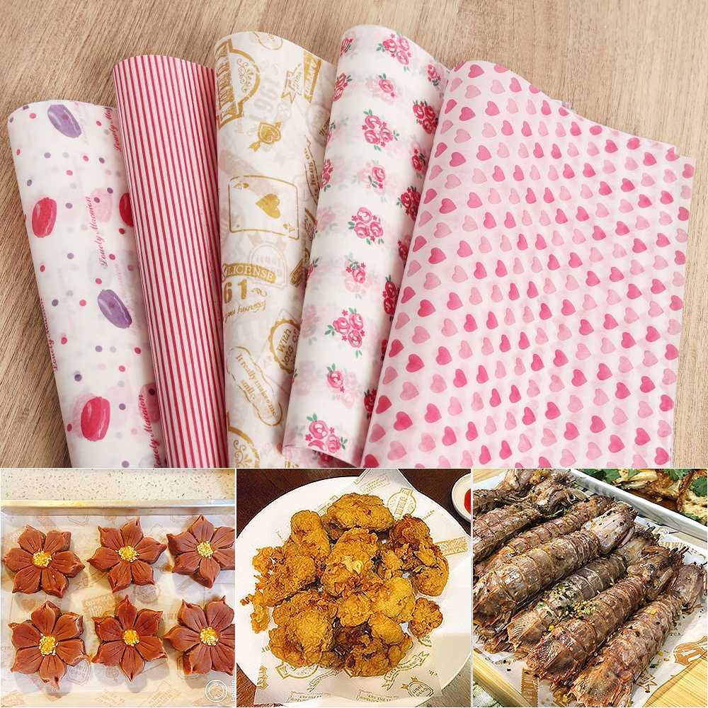 10Pcs/set Food Packaging Wax Paper/ Food Grade Sandwich Snack Oil-proof Baking Paper  For Bread Candy Cake Burger Fries Oilpaper