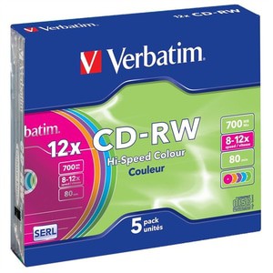 CD RW verbatim 12x  casing isi 5pcs