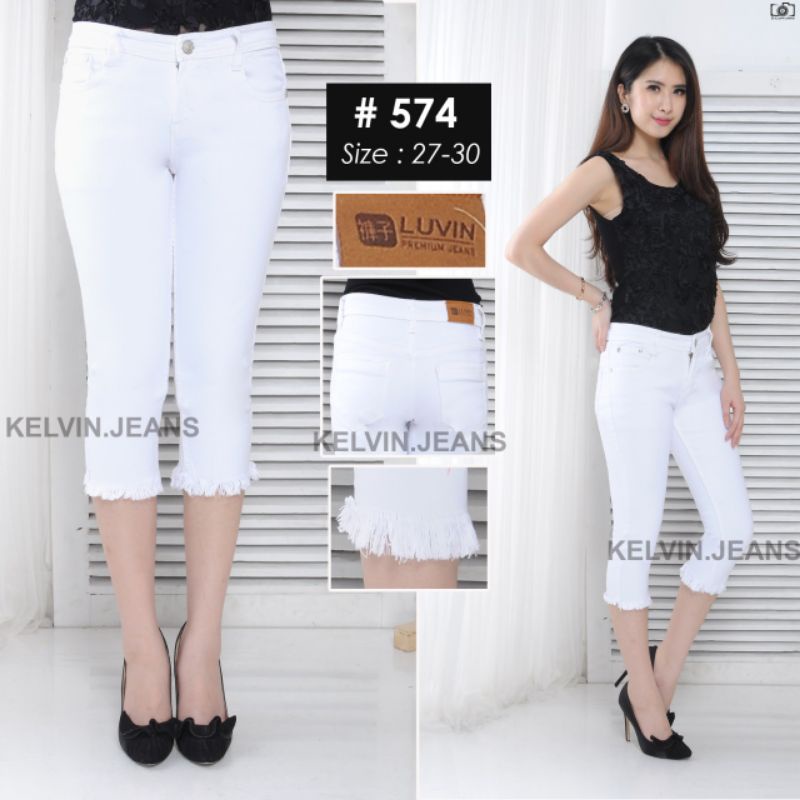 CELANA JEANS WANITA 7/8 PUTIH PREMIUM