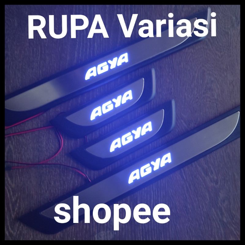 sill plate  silplate pijakan injakan samping pintu toyota agya / wigo lampu led biru