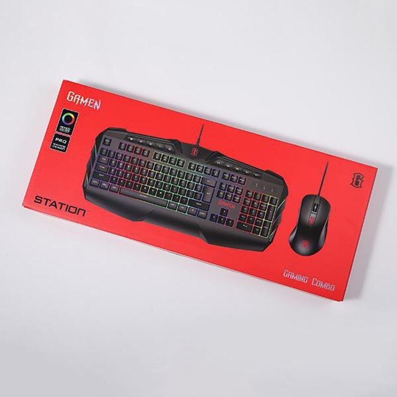 GAMEN STATION - KEYBOARD DAN MOUSE DENGAN LAMPU - 3200DPI - ORI