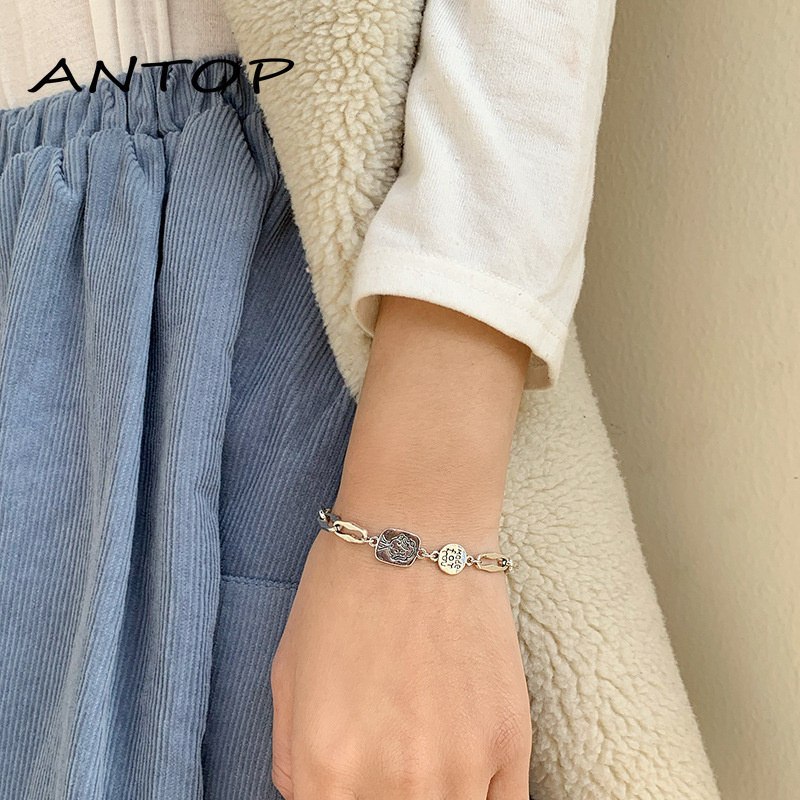 Gelang Bangle Desain Little Prince Warna Silver Gaya Retro Korea Untuk Wanita