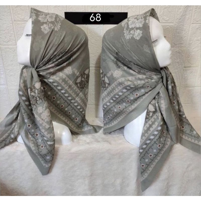 Hijab VOAL PREMIUM Motif 68 Jilbab Segiempat Motif Laser Cut-68. Hijau