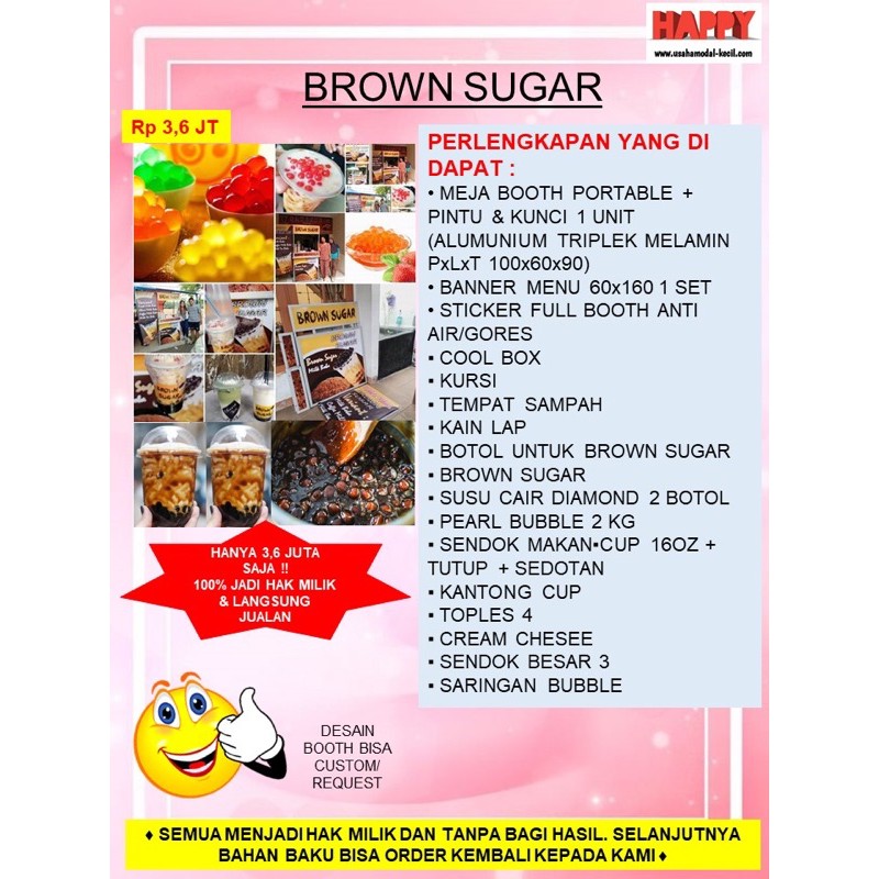 PAKET USAHA FRANCHISE MINUMAN TERMURAH BROWN SUGAR BOBA KEKINIAN - GEROBAK BOOTH PORTABLE KEMITRAAN