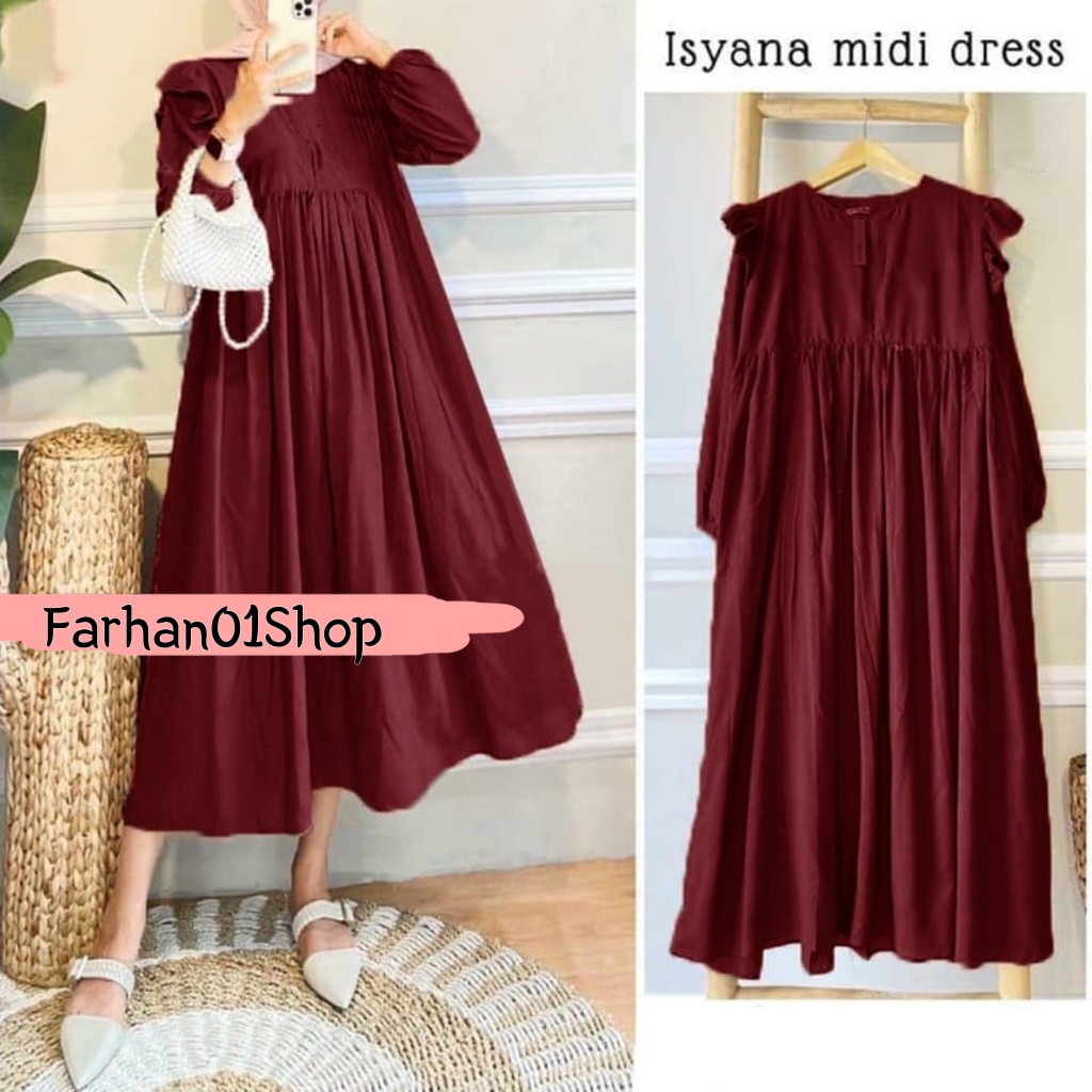 GAMIS ISYANA MIDI DRESS FASHION MUSLIM TERBARU