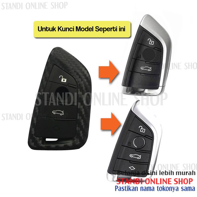 Kondom Kunci Silikon Carbon Remote Smartkey BMW X3 X5 Series