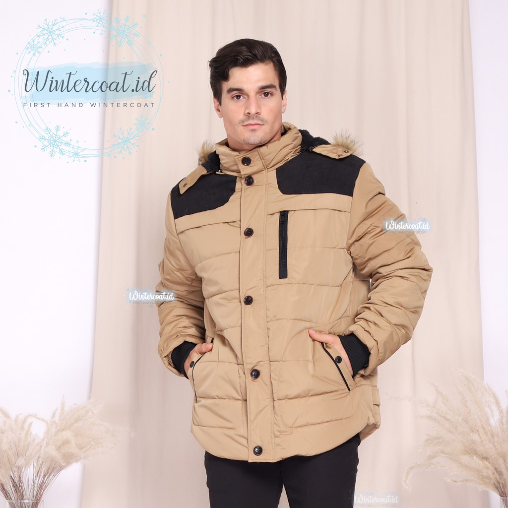 LOGAN Jaket Musim Dingin Mantel cowok pria men winter coat jumbo coklat brown