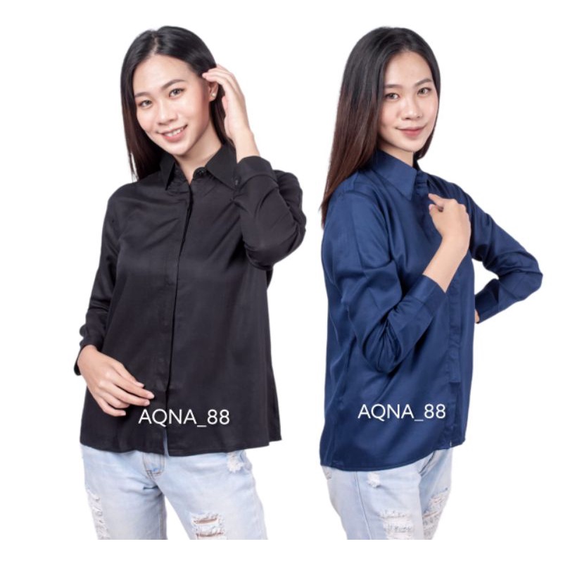 Baju Kemeja Wanita Lengan Panjang | Kemeja Rayon Polos