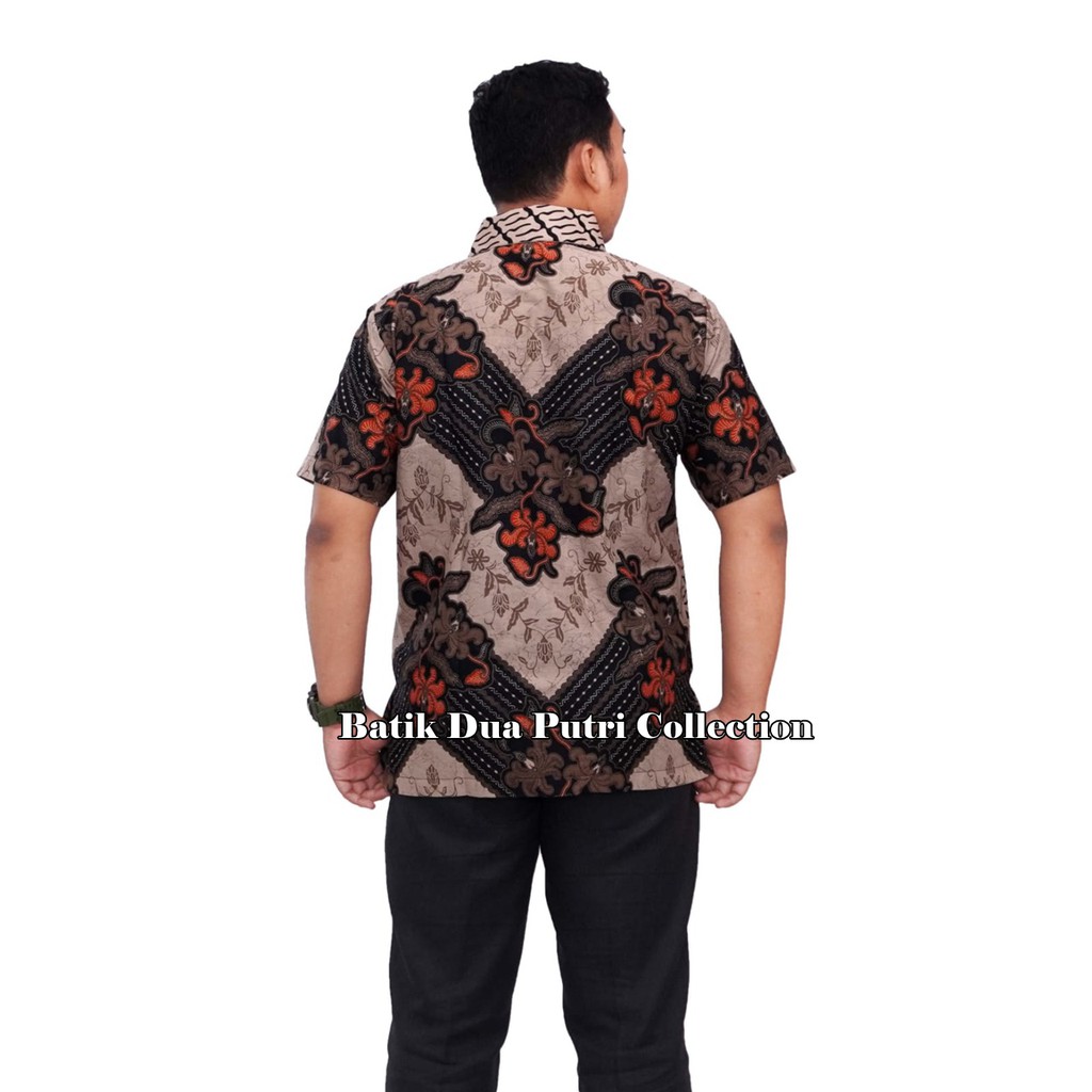 Couple Batik Atasan Wanita Kemeja Batik Pria Cokmud Oren By Batik Dua Putri Collection