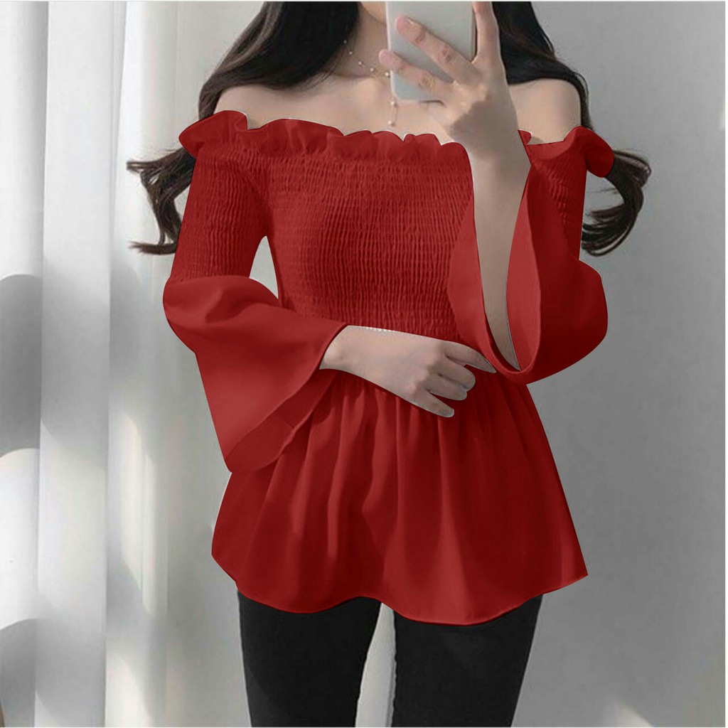 FWG - SMOKED SABRI TOP / ATASAN WANITA / BAJU ATASAN WANITA MURAH / BLOUSE / BLUS KOREA