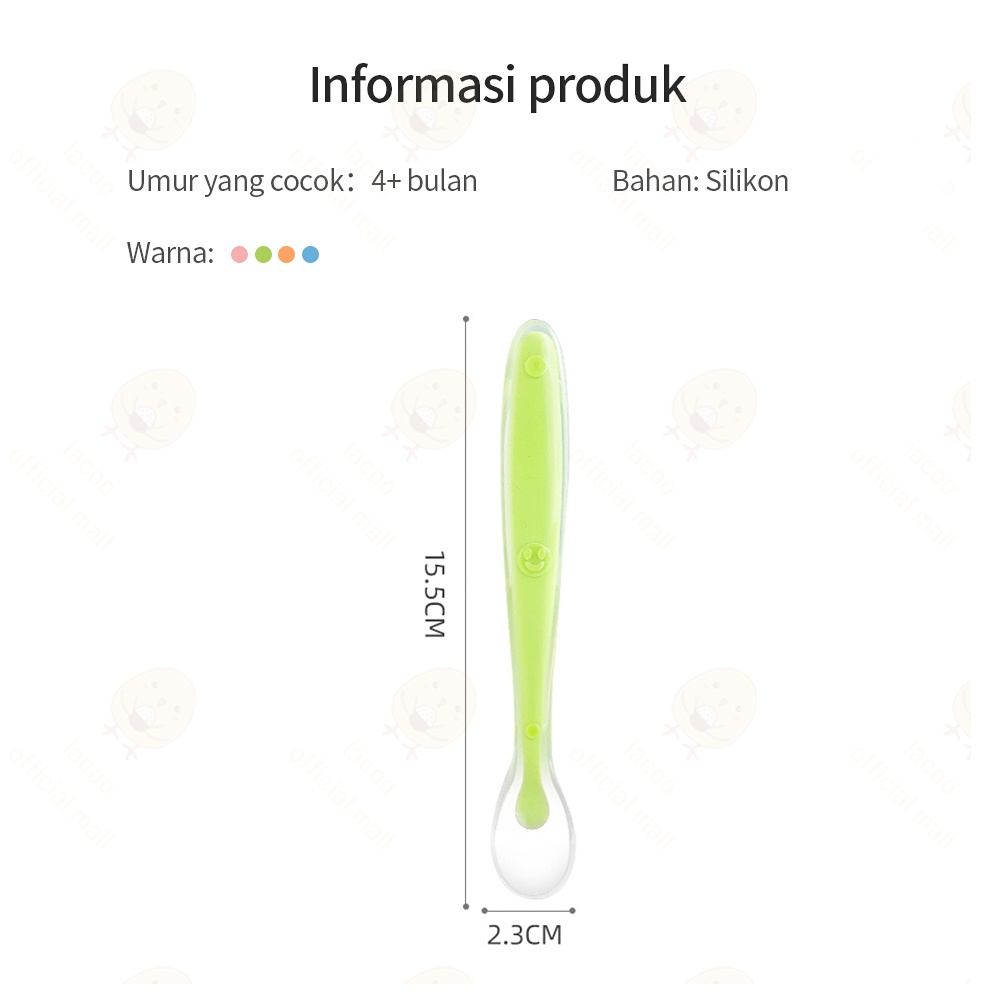 Lacoo Sendok peralatan makan bayi anak silicone Baby Spoon BPA FREE