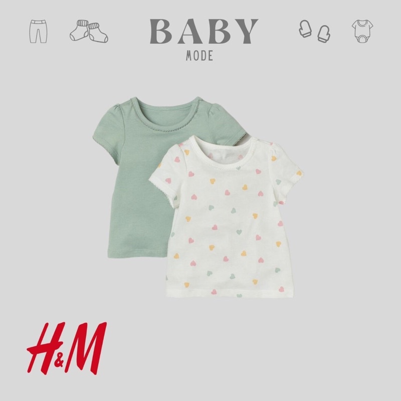 H&M - Baju Kaos Lengan Pendek Bayi Perempuan