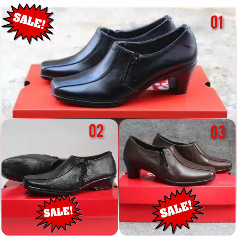 Aline Sepatu Pantofel Wanita Hitam Hak 3 Cm Cewek Sekolah Kantor Paskibraka Paskib Paskibra A01