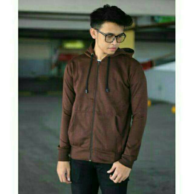 PROMO JAKET HOODIE ZIPPER POLOS COWOK COKLAT TUA TERMURAH JAKET CEWEK COWOK POLOS JAKET DISTRO