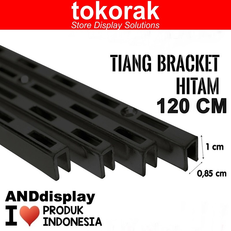 TIANG BRACKET HITAM 120 CM BRAKET PENYANGGA RAK DISPLAY ANDDISPLAY