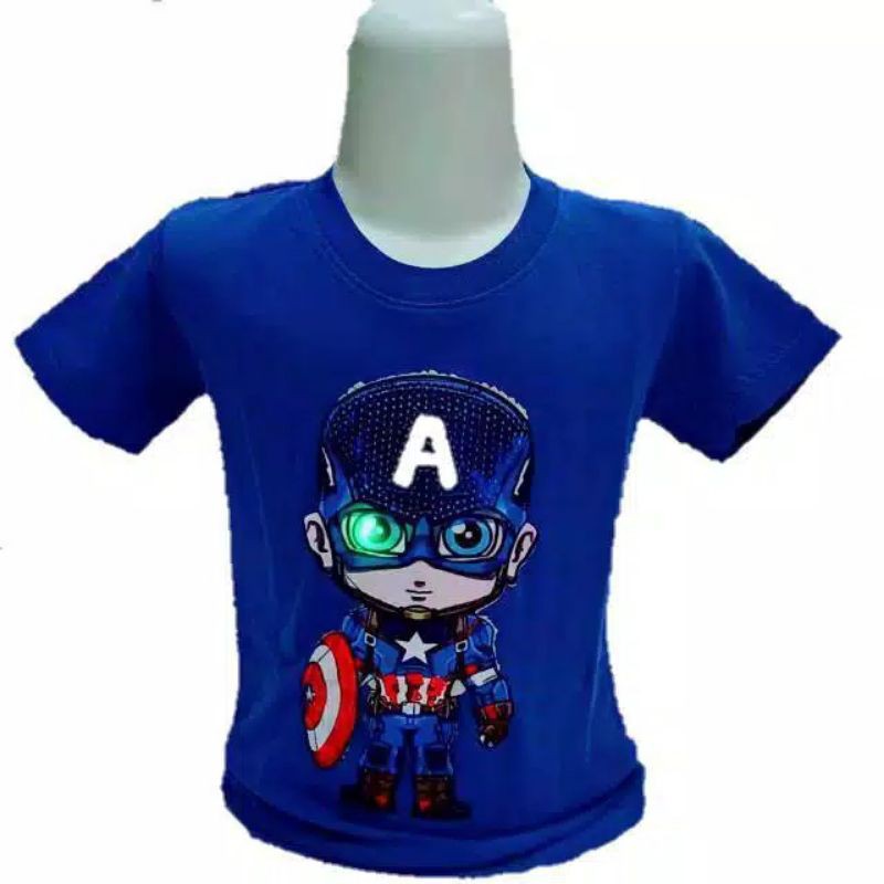 Baju kaos anak LED Captain America