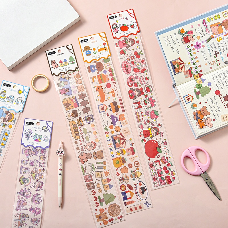 1 / 3Pcs Stiker Kertas Motif Kartun Untuk Dekorasi Scrapbook