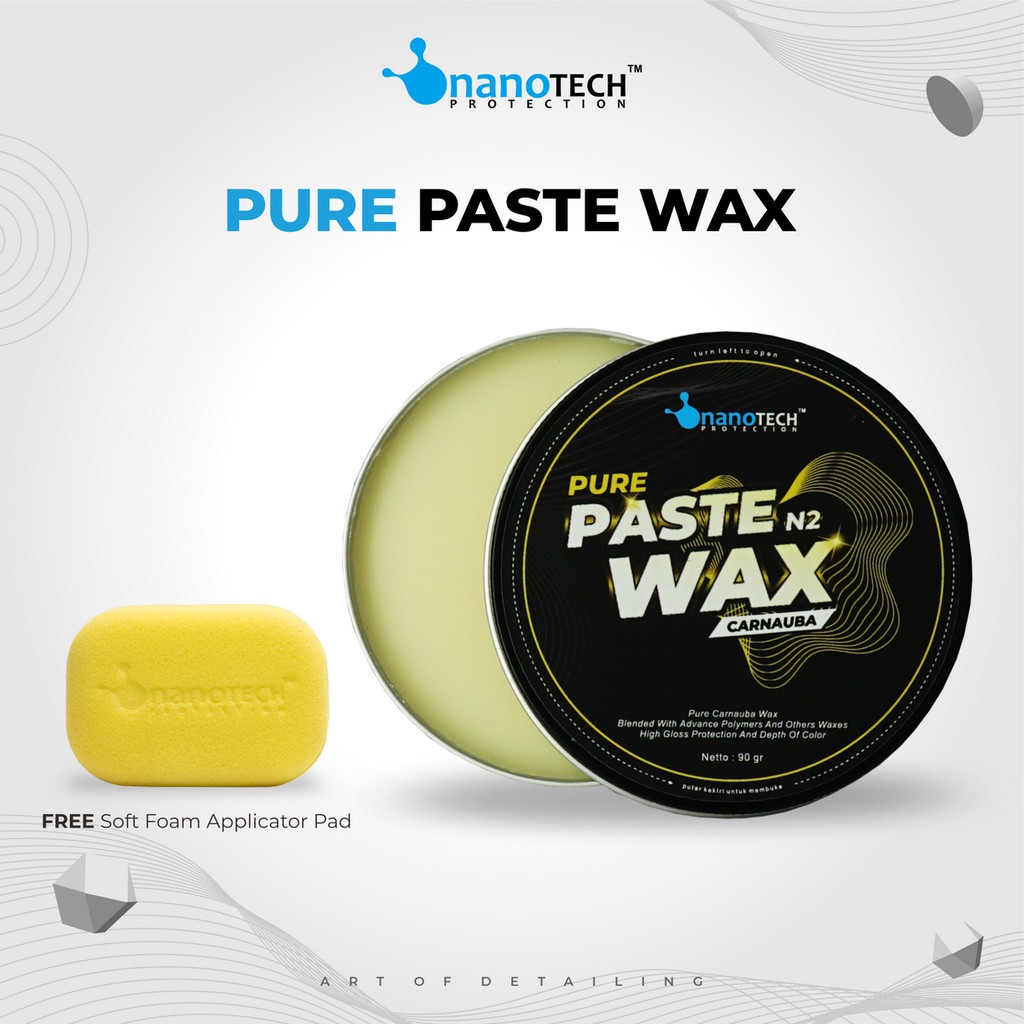 PURE PASTE WAX - nanoTECH PROTECTION - Wax Mobil Motor - Pengkilap Mobil Motor - Paint Protection - Carnauba Wax - Efek Daun Talas - Pengkilap Cat Hydrophobic - Nano Ceramic Coating - Perawatan Cat Mobil - Perawatan Coating