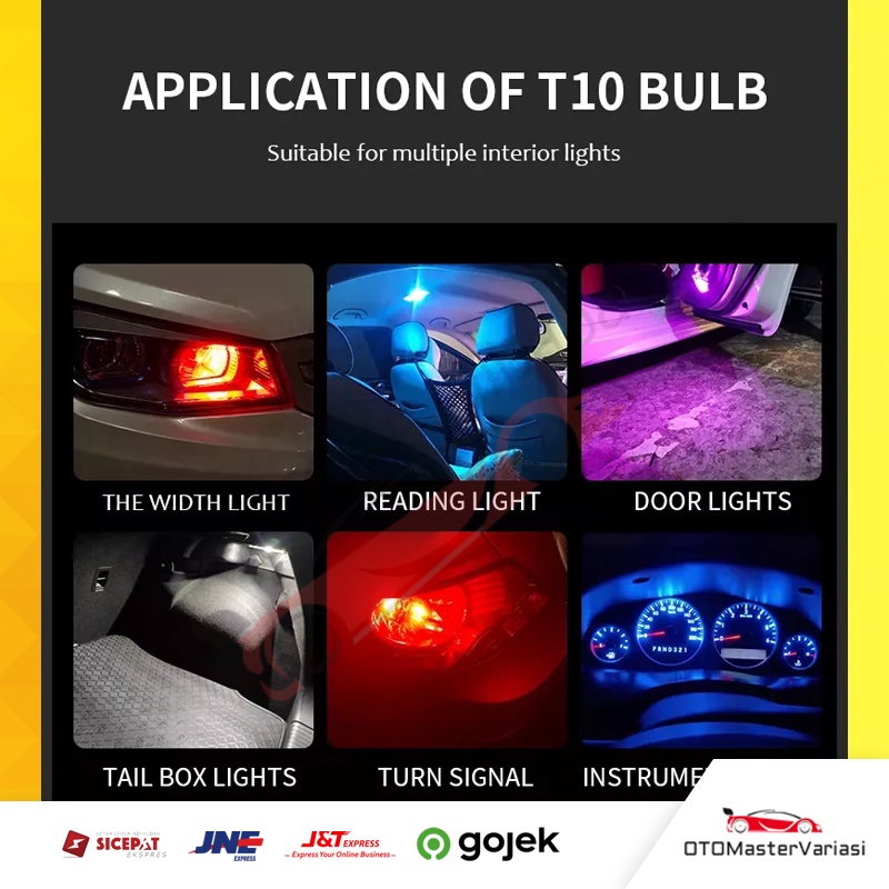 Lampu Led T10 Senja Mundur Kabin Motor Mobil Super Terang 12V Full Resin Kaca