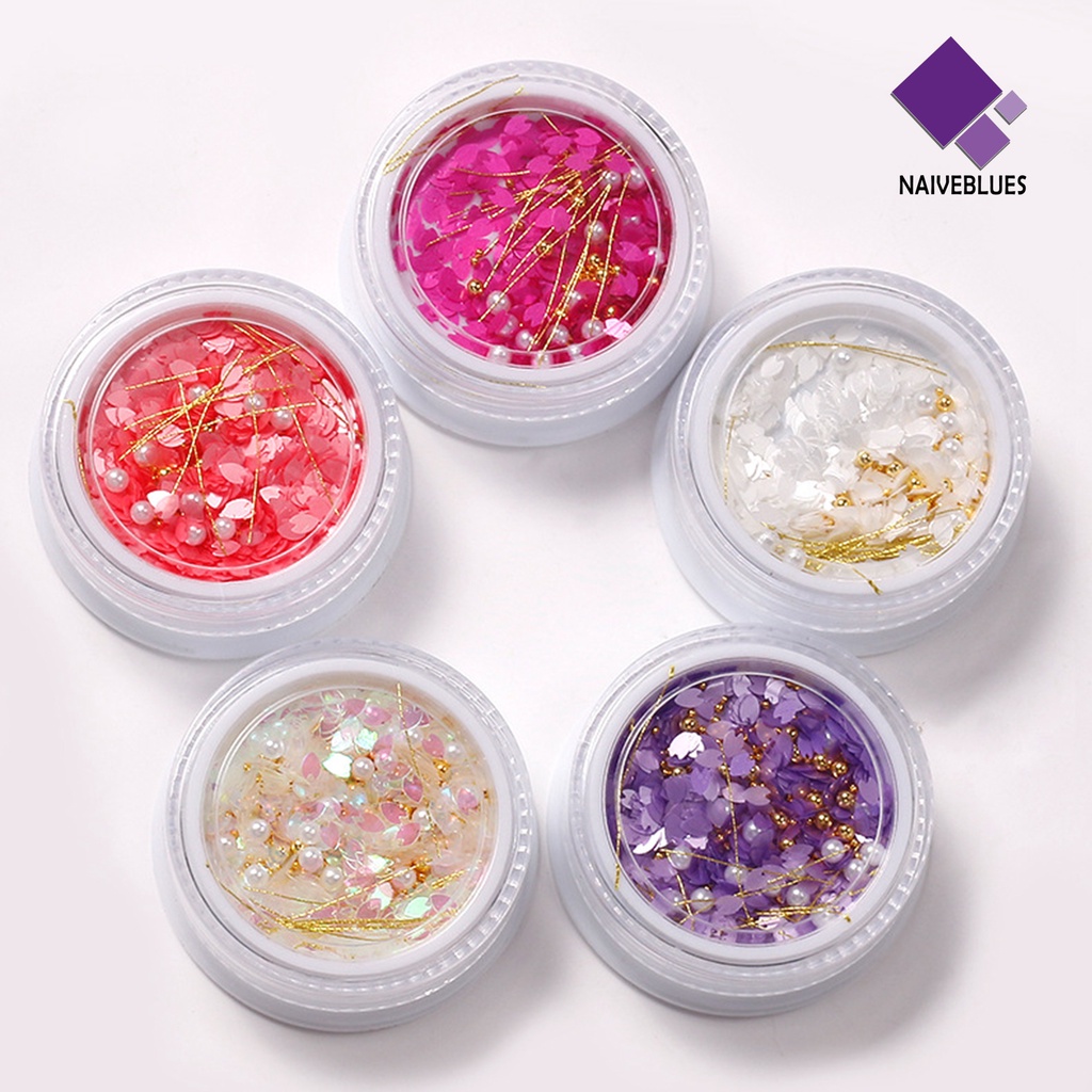 Naiveblue 1 Kotak Sequin Bentuk Bunga Ultra Tipis Efek Visual Berkilau Untuk Nail Art