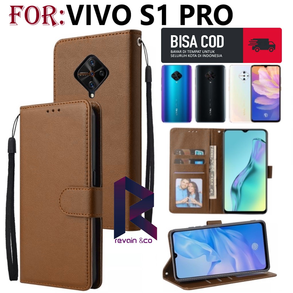 FLIP COVER VIVO S1 PRO CASING DOMPET FLIP WALLET LEATHER KULIT PREMIUM SARUNG BUKA TUTUP FLIP CASE VIVO S1 PRO