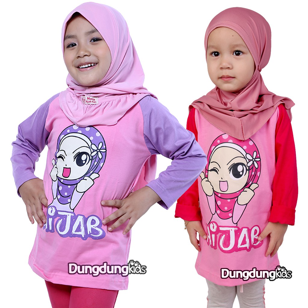 BAJU KAOS ANAK MUSLIM HIJAB PEREMPUAN CEWEK LENGAN PANJANG