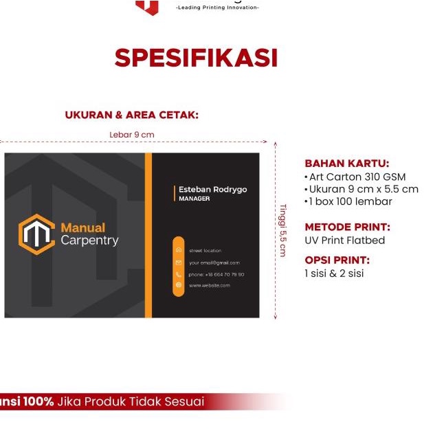 

♕ CETAK KARTU NAMA 1 SISI - KARTU NAMA MURAH - 1 Sisi, Non Laminating ☉
