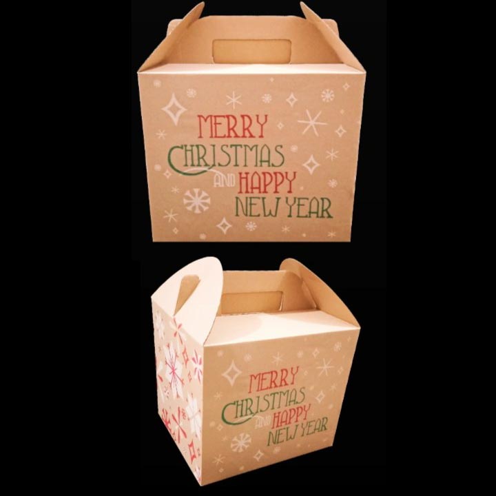 

( 5 Pcs ) Kardus Natal Dus Jinjing Coklat Polos Box Tenteng Motif Merry Christmas Packaging Kotak Hampers