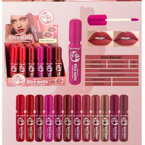 [PER 12 PCS] LIP GLOSS KISS BEAUTY KISS ME NO.70039/MILK TEA NO.70075