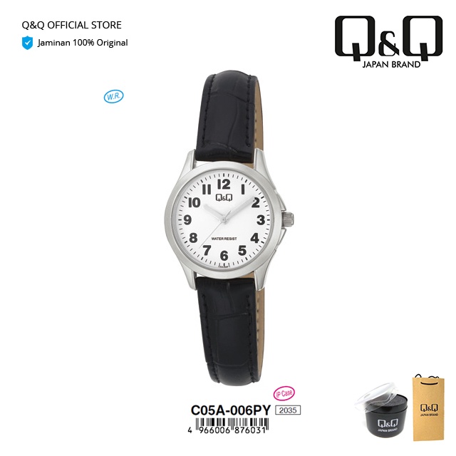 Q&Q QnQ QQ Jam Tangan Arloji Wanita Fashion Analog Leather Kulit - C05 C05A Water Resist 3 BAR-0