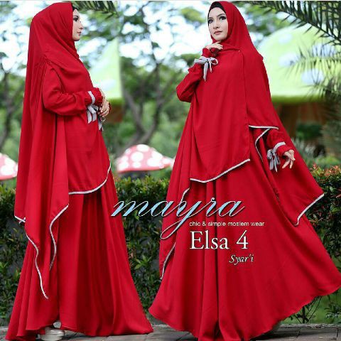 baju gamis  - Gamis Polos Jersey Syari Set Elsa 4 Mayra