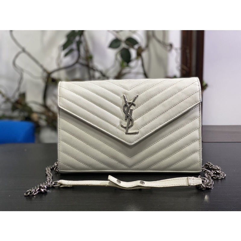 Tas YSL Caviar Putih Zipper Saint Laurent / YSL Caviar White Bag