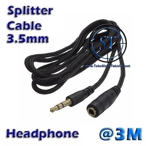 Kabel Ekstensi Extension 3.5mm 3 Meter Audio Mic Headset Male to Female Audio Cable perpanjangan Sambungan Jack Mini Stereo