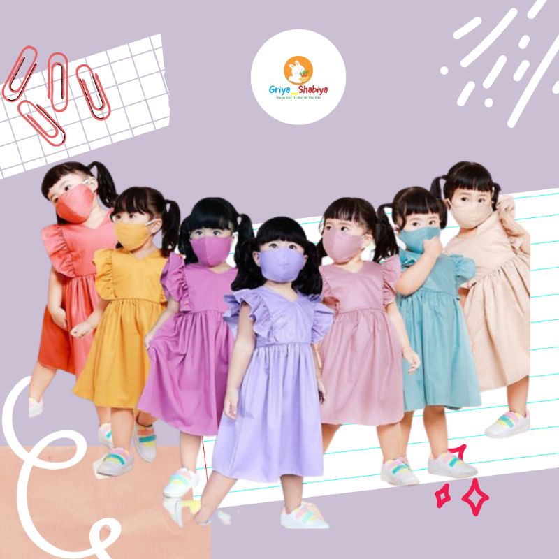 Dress anak ruffle-dress Ruby-Dress anak perempuan-ruffle anak polos-baju pesta anak