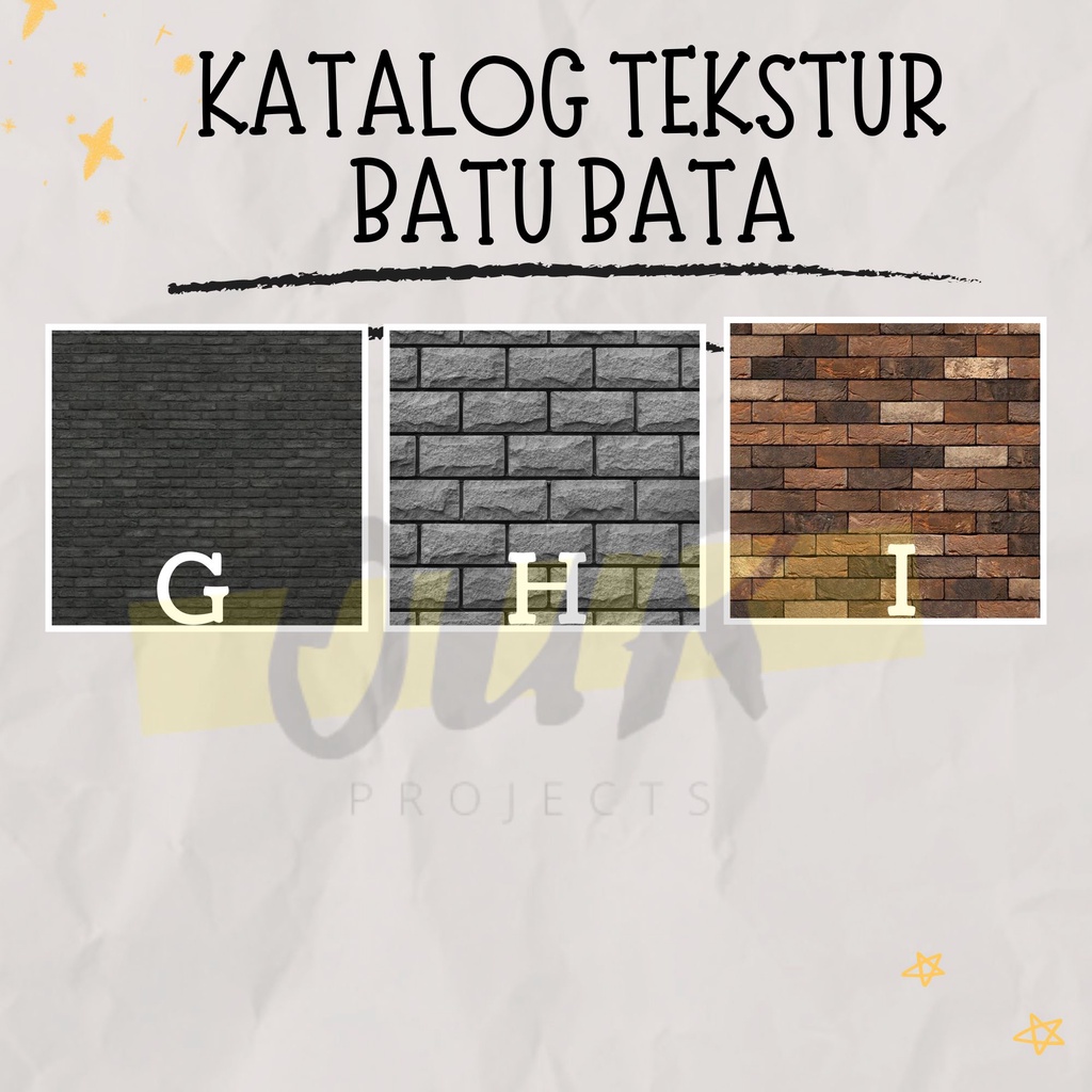 STIKER TEKSTUR MOTIF BATU BATA MATERIAL PADA MINIATUR MAKET, SKALA 1:20 UKURAN A4 [Our_projects]