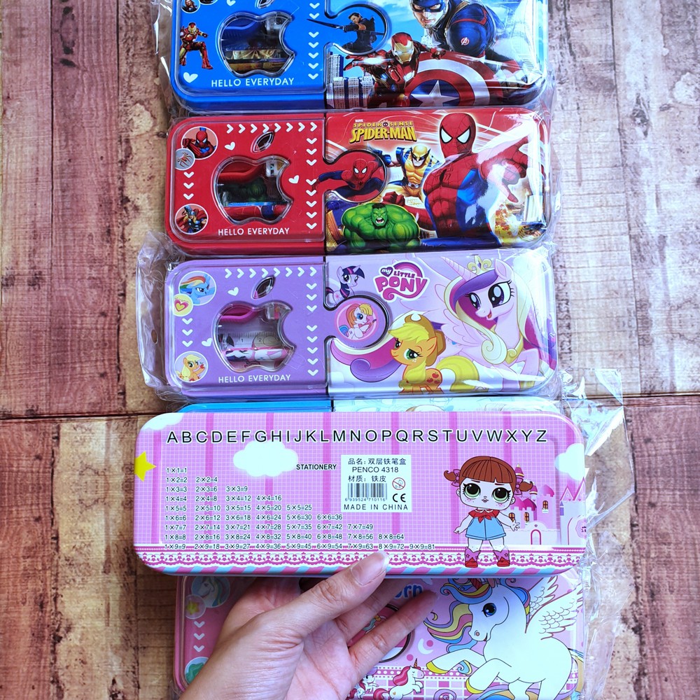 Pencil Case Kaleng Fancy 4318 - Tempat Pensil - Pencil Box - Kotak Pensil Bonus Penghapus, Pensil