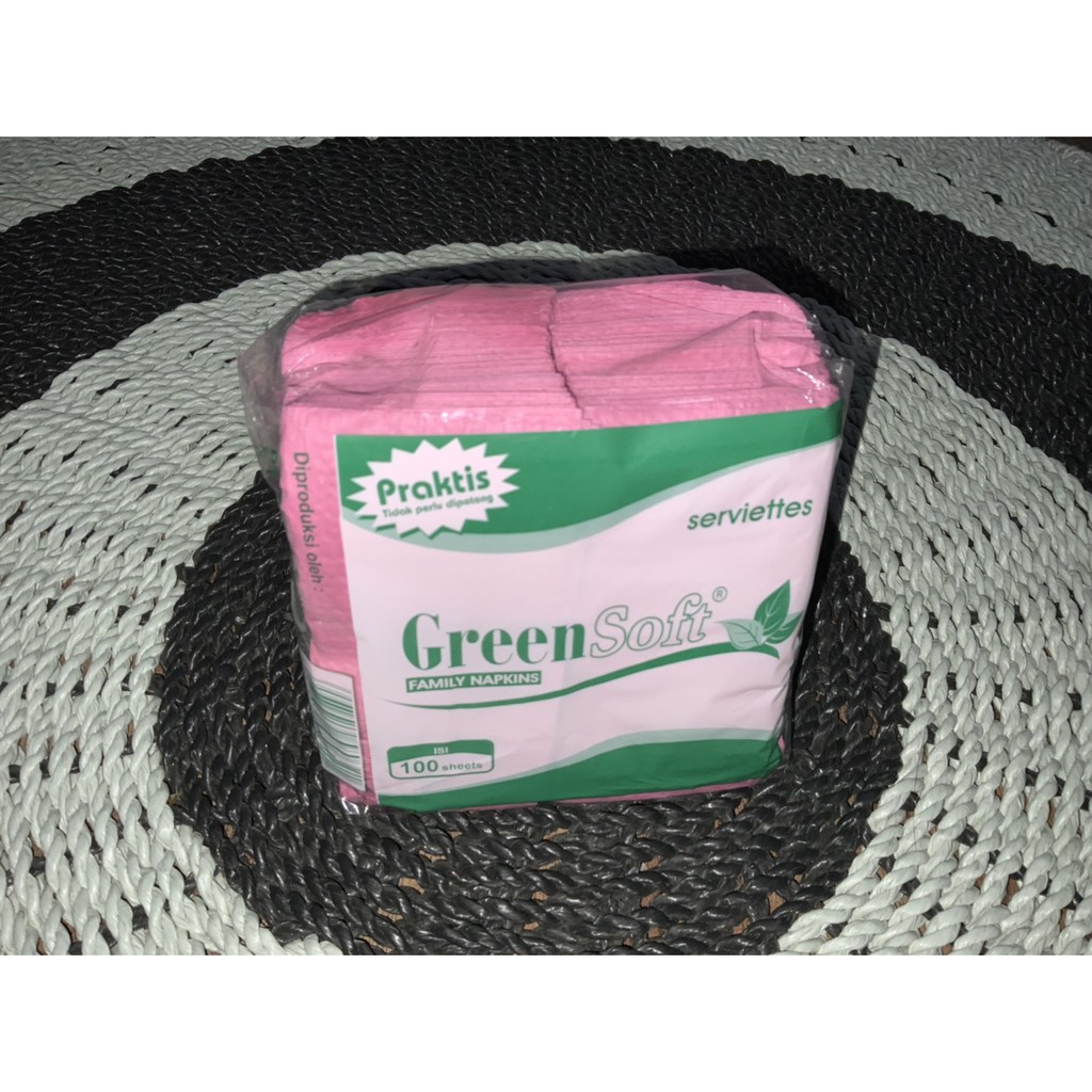 Tisu Makan Potong Lipat Tissue Green Soft Napkin Isi 100 Sheets Tisue Belah - Tissu Grosir Ecer