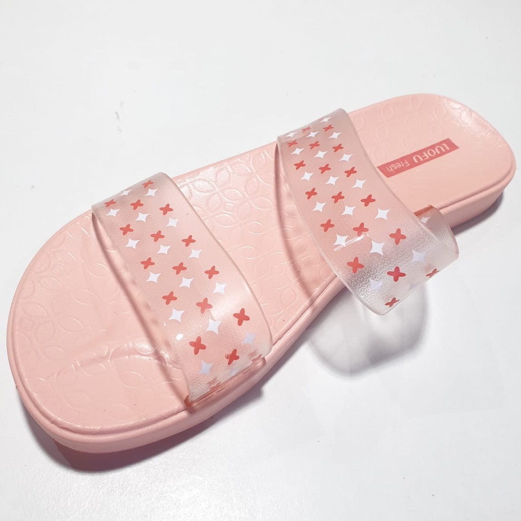 jelly sandal wanita slop luofu slip karet import F2291AS-A14S