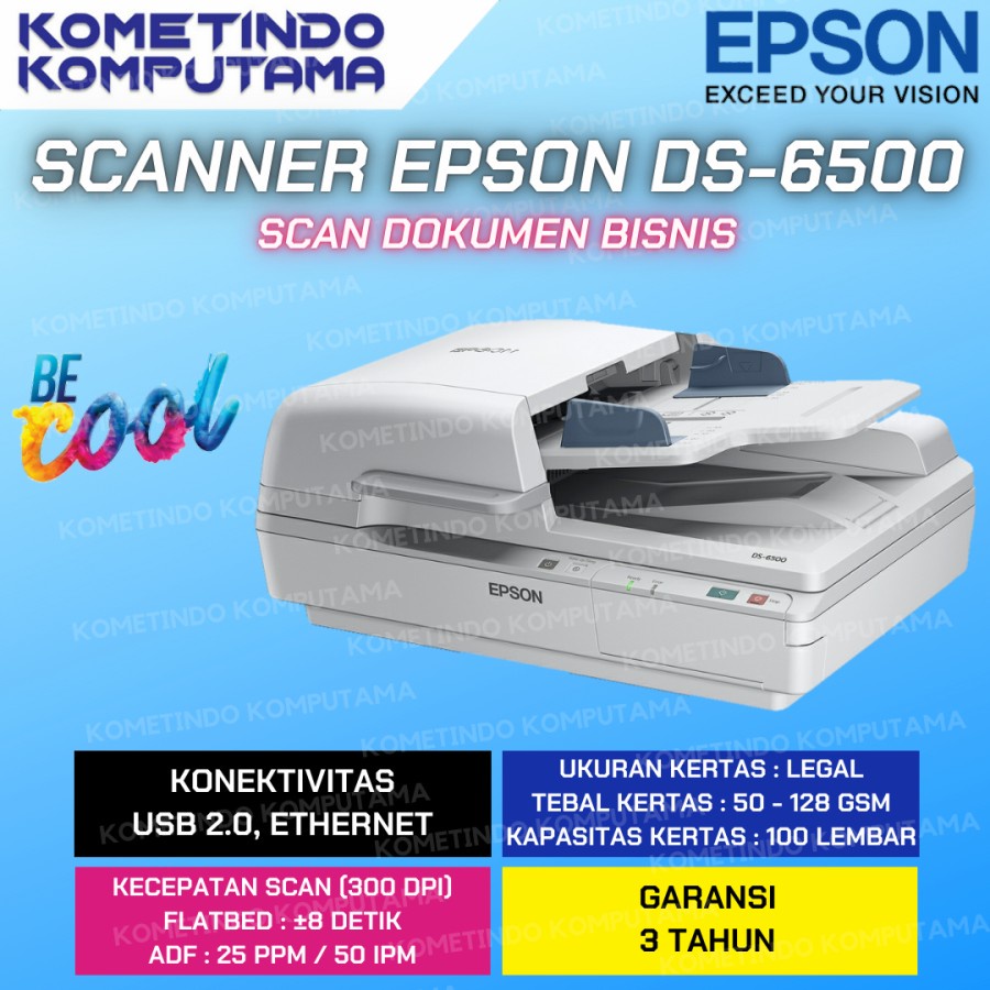 Epson WorkForce DS-6500 Flatbed Document Scanner with Duplex ADF / A4 Flatbed Business Scanner With Duplex ADF / Flatbed Colour Image DS6500