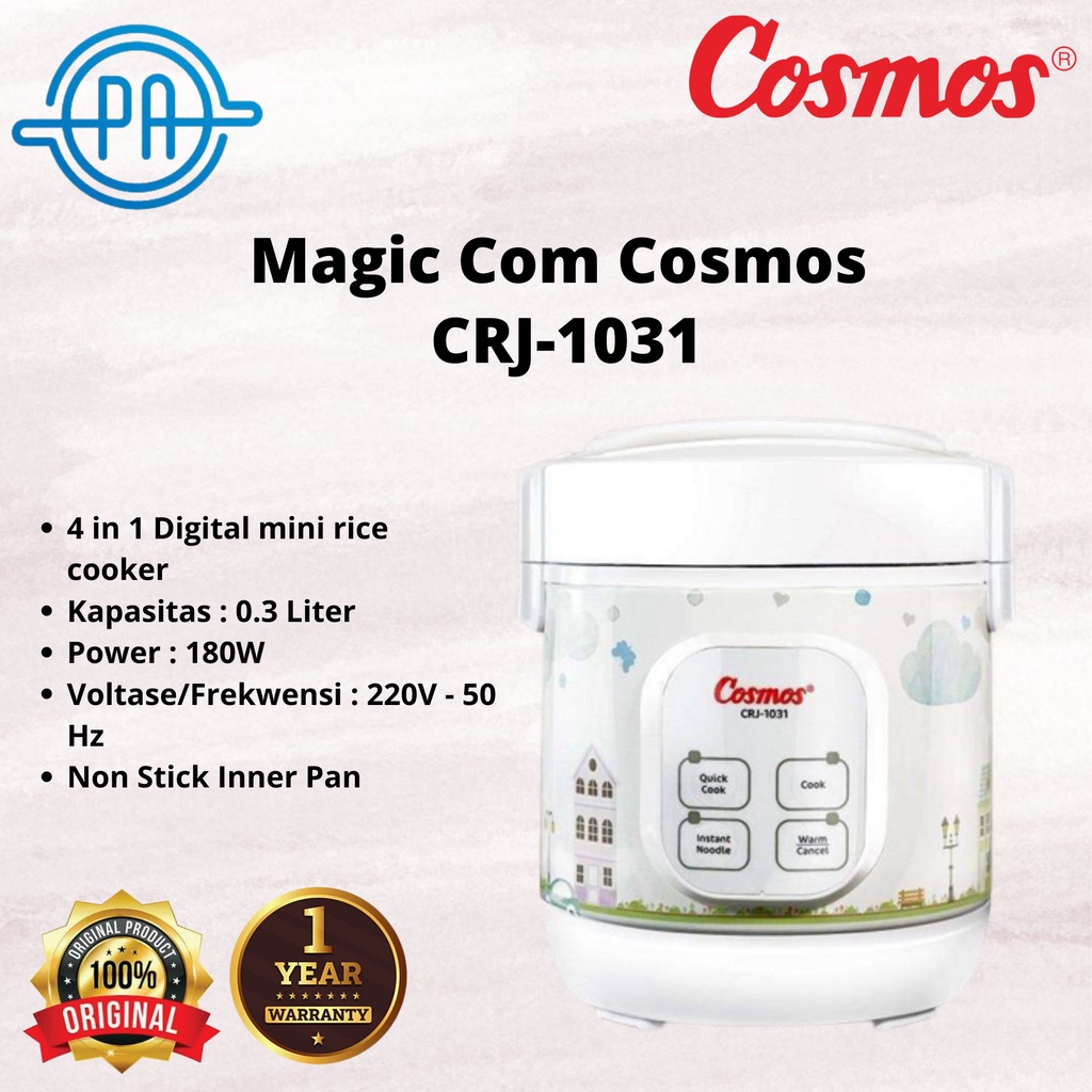 Cosmos CRJ-1031 Mini Portable Digital Rice Cooker [0.3 L]