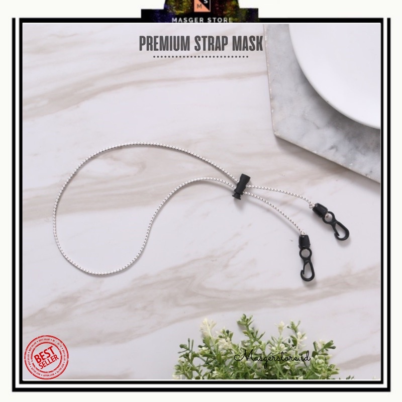 Kalung Masker Hijab 2in1 Strap Masker Elastis Stretchy Tali masker Kalung Strap Mask Hijab Strap Mask Premium-Rope White Stopper