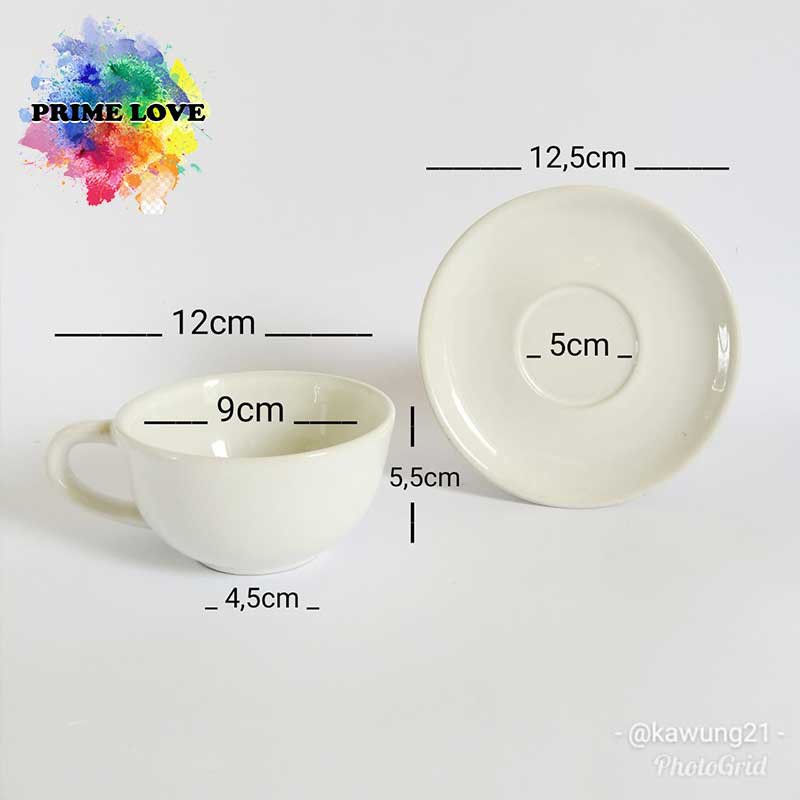 Cangkir Keramik Putih Set Perlengkapan Cafe Cangkir Tea Cup - CS180