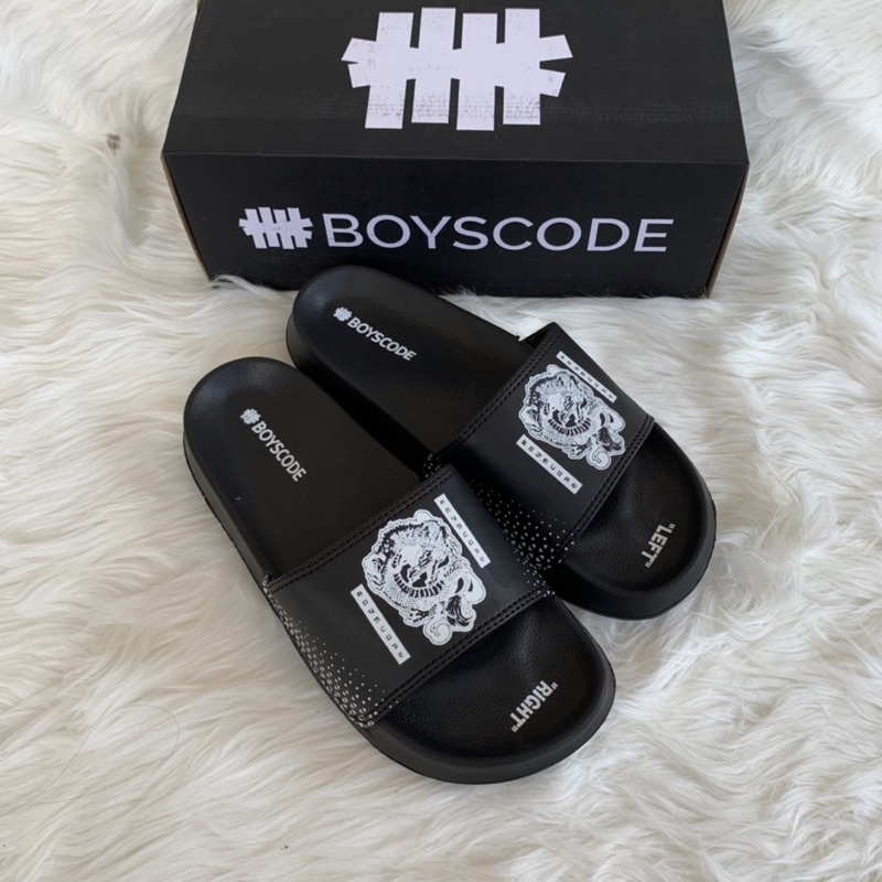 Sendal Slop PRIA Wanita TYPE 22 BOYSCODE DRAGON BLACK SERIES FREE PAPERBAG / SANDAL FLIP FLOP PRIA BERKUALITAS