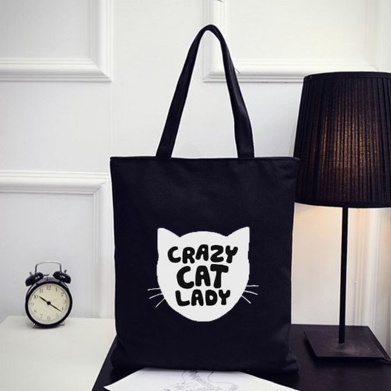 GaleryBag Totebag - Tas Tote Bag Wanita Motif Carakter Crazy Cat Tas Selempang Wanita Korean Style