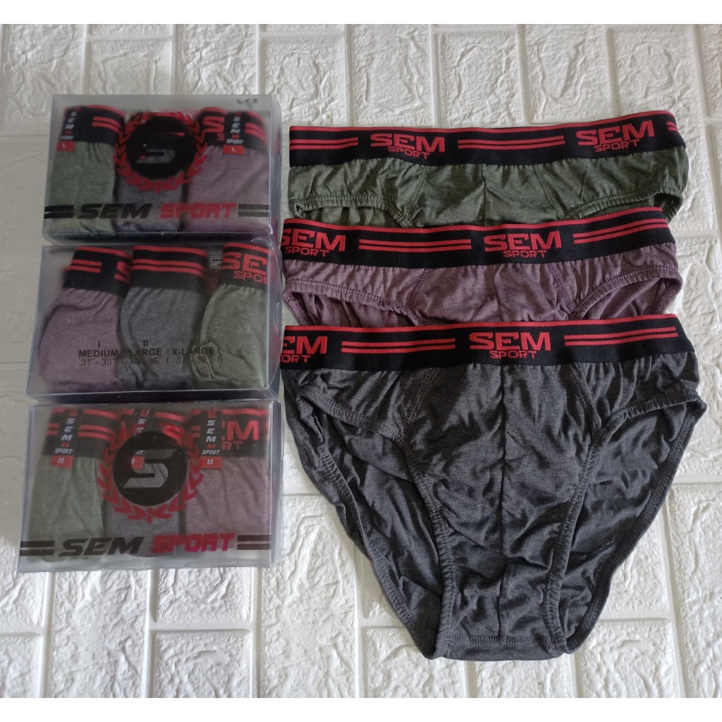 3 pcs celana dalam segitiga pria / cd sem 911 / underwear pria