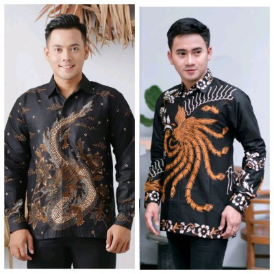 [bisa Cod] Naga Kemeja Batik Lengan Panjang Size M,l,xl,xxl