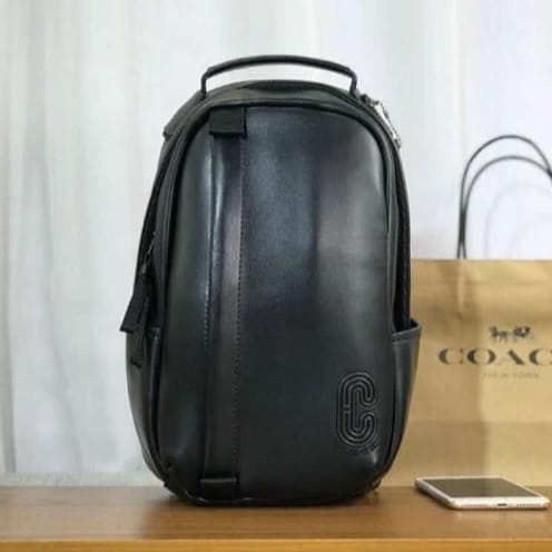 TAS COACH EDGE SLING PACK LEATHER BLACK / SLINGBAG COACH / TAS COACH